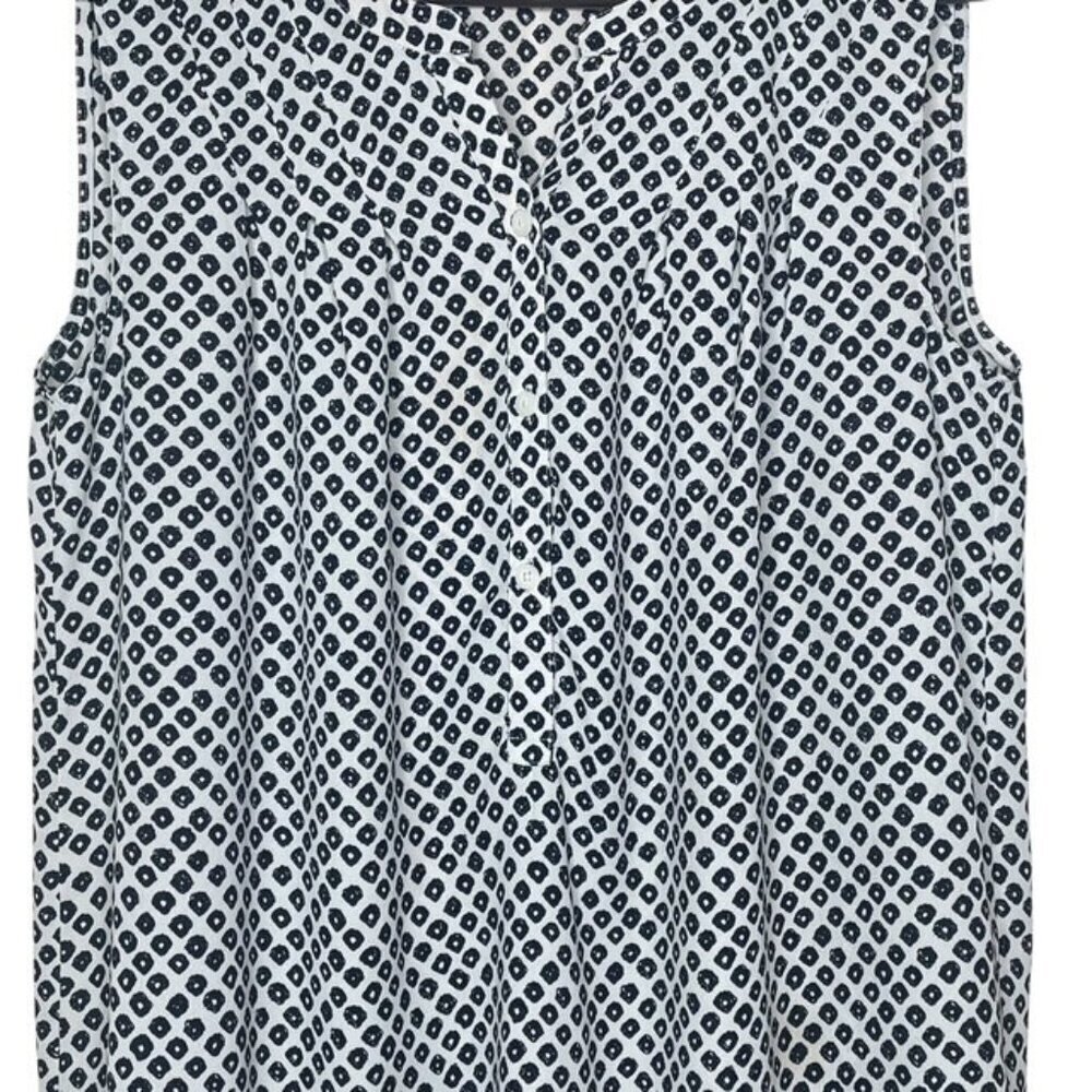 LOFT Black Sleeveless Geometric Print Side-Tie Blouse - Size Medium - Picture 3 of 5